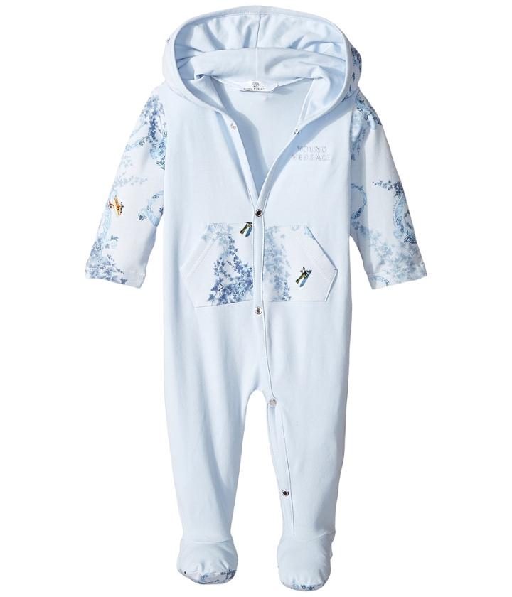 Versace Kids - Long Sleeve Footie W/ Hood Barocco Detail