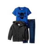 Hudson Kids - Three-piece Hoodie Short Sleeve Tee W/ Knit Denim Pants Set
