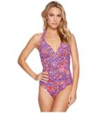 Lauren Ralph Lauren - Tile Print Flyaway Strapless One-piece W/ Molded Cups