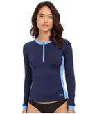 Tommy Bahama - Deck Long Sleeve 1/2 Zip Rashguard Cover-up