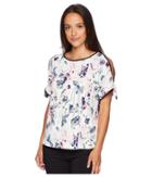 Ivanka Trump - Printed Cold Shoulder Top With Open Hem