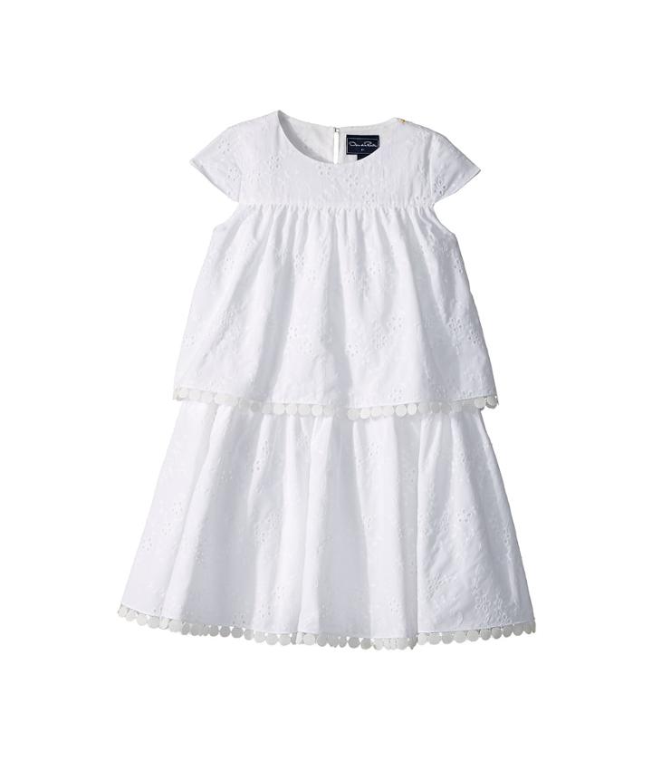 Oscar De La Renta Childrenswear - Cotton Flower Eyelet Tiered Dress