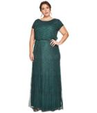 Adrianna Papell - Plus Size Short Sleeve Blouson Beaded Gown