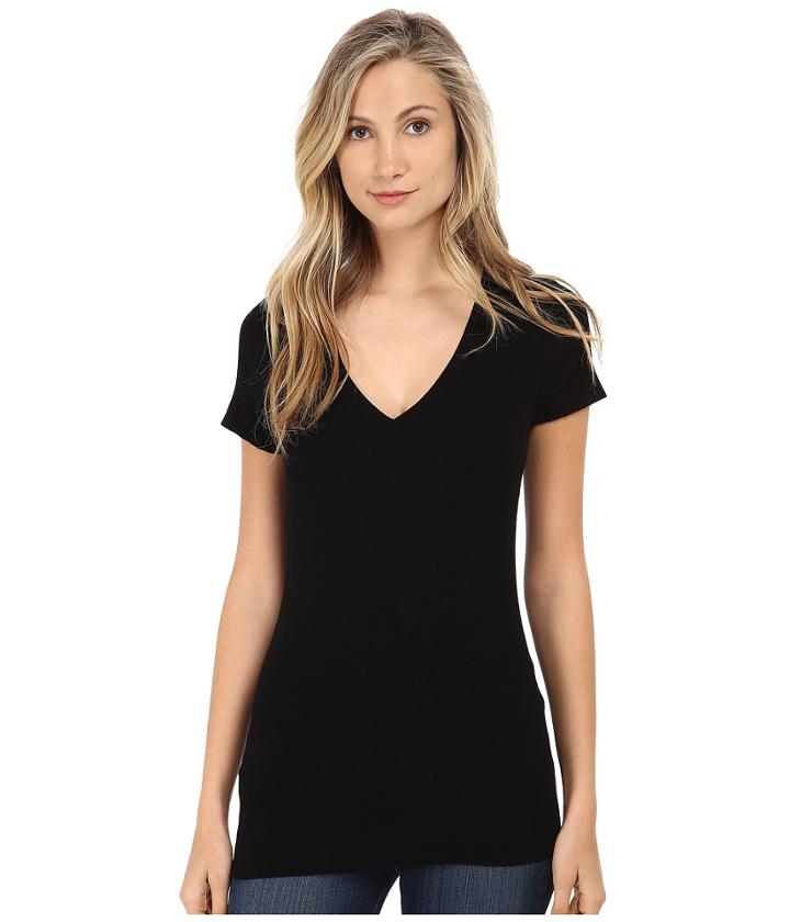Michael Stars - 2x1 Rib Short Sleeve Vee Neck