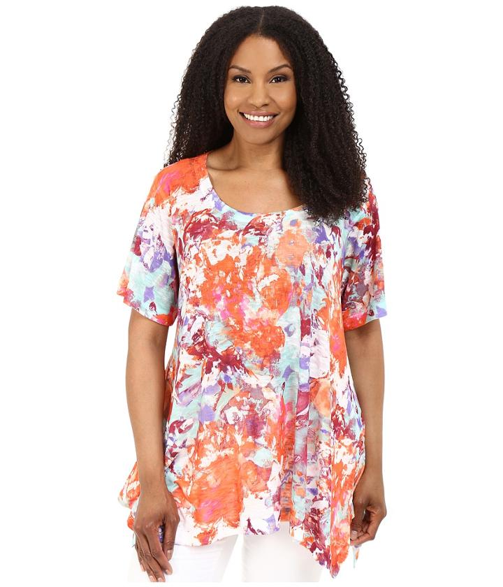 Nally &amp; Millie - Plus Size Orange Multi Tunic