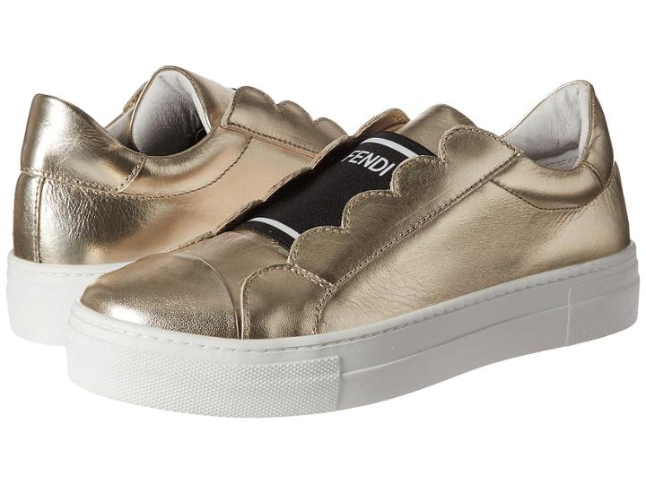 Fendi Kids - Metallic Logo Slip-on Sneakers