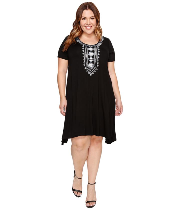 Karen Kane Plus - Plus Size Embroidered Handkerchief Dress