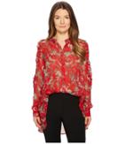 The Kooples - Birdy-print Top With Asymmetrical Shoulders