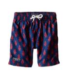 Toobydoo - Red/navy Printed Swim Shorts/white Lace Drawstring