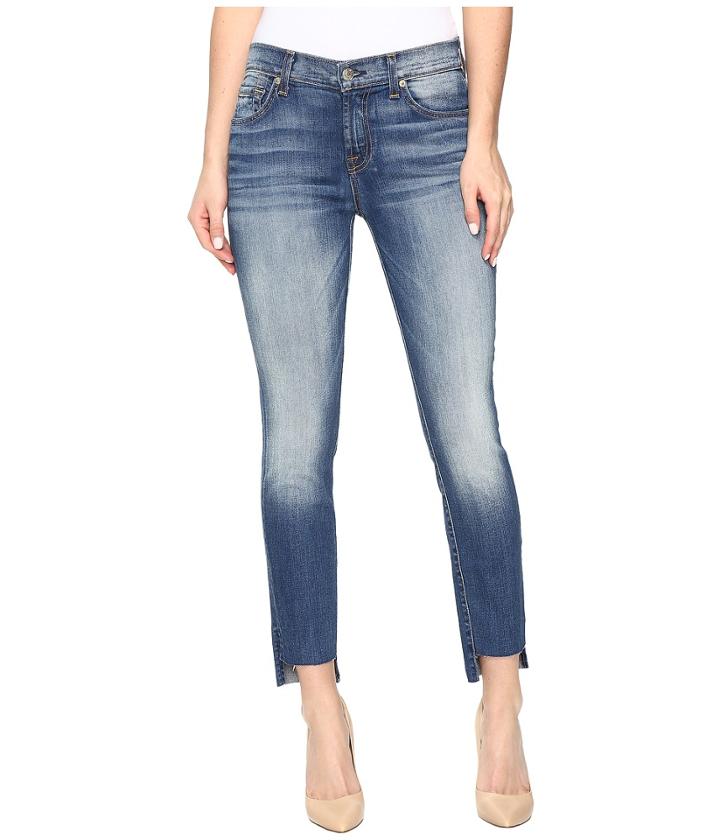 7 For All Mankind - Ankle Skinny W/ Step Hem In Distressed Authentic Light 3