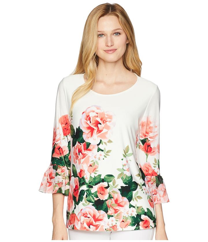 Calvin Klein - Printed 3/4 Top W/ Chiffon