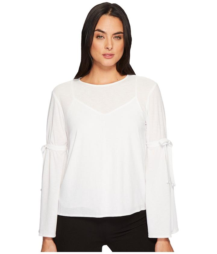 Ivanka Trump - Textured Woven Long Sleeve Bell Tie Blouse
