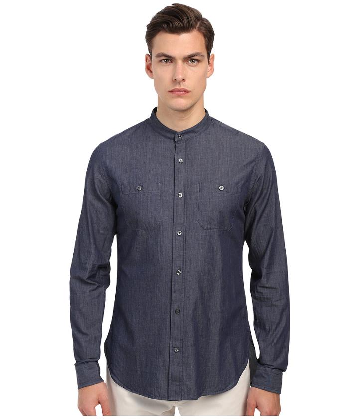 Vince - Long Sleeve Drop Hem Banded Shirt