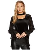 Kensie - Smooth Velvet Top With Lace Sleeves Ksnk36s8
