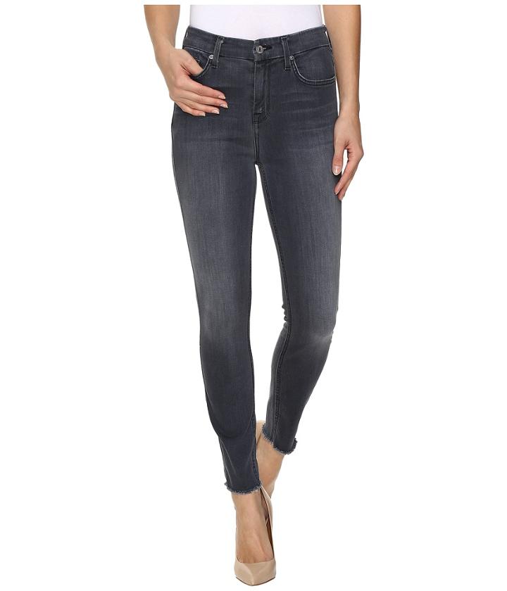 7 For All Mankind - The High Waist Ankle Skinny W/ Raw Hem In Cobblestone Grey