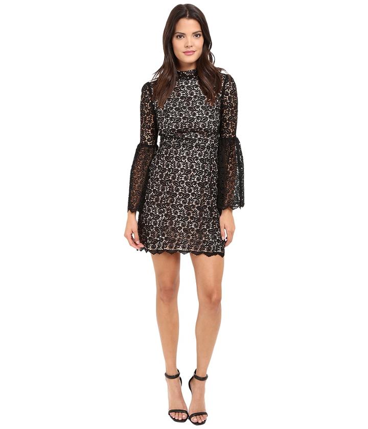 Jill Jill Stuart - Venice Lace Short Dress With High Neck And Long Sleeves