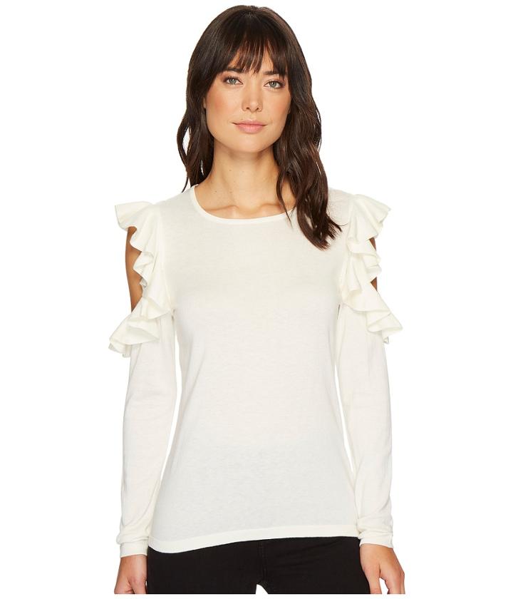 Cece - Ruffled Exposed Shoulder Sweater