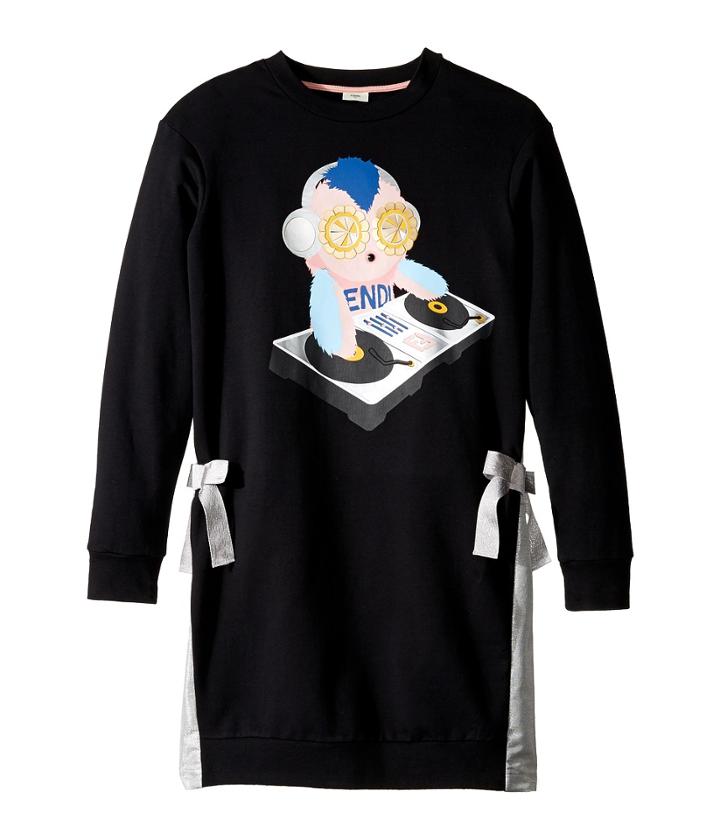 Fendi Kids - Long Sleeve Dj Fendirumi Dress W/ Side Bow Ties