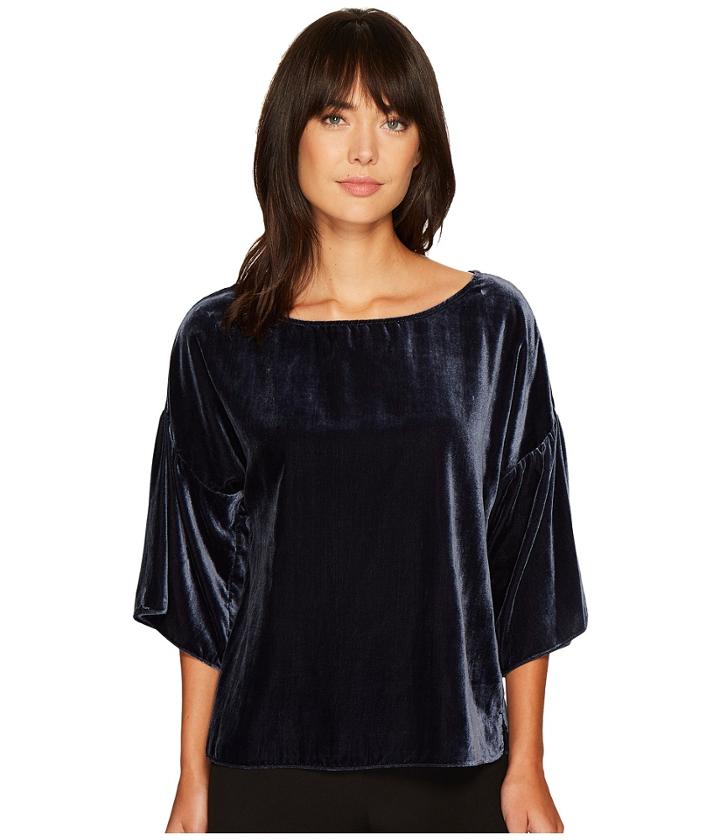 Vince Camuto - Drop Shoulder Ruffle Sleeve Drapey Velvet Blouse