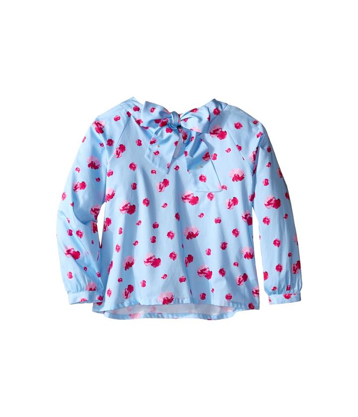 Oscar De La Renta Childrenswear - Watercolor Fleur Cotton Bow Blouse