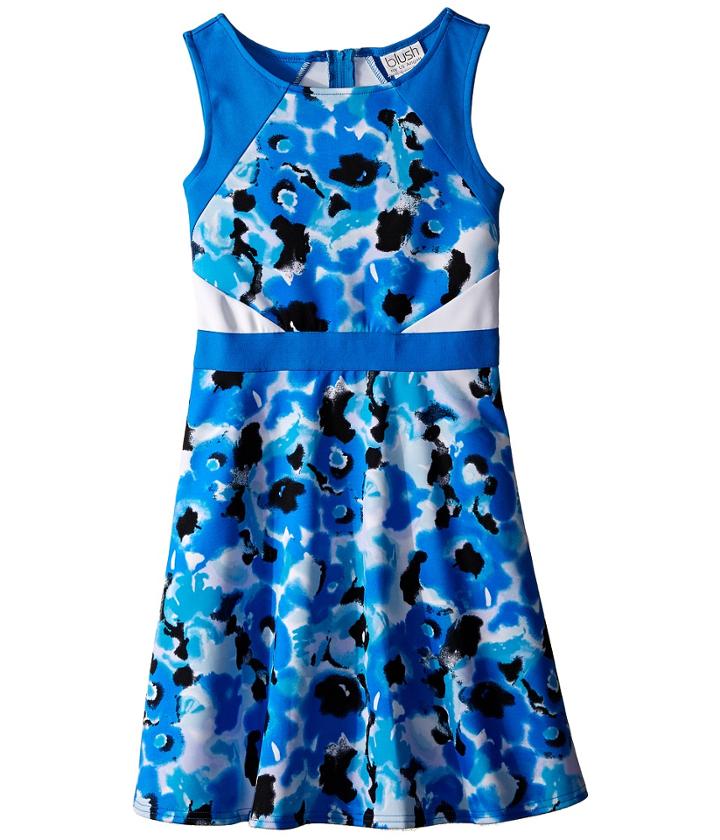 Us Angels - Scuba Sleeveless Fabric Color Block Bodice W/ Full Skirt