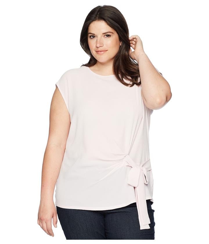 Vince Camuto Specialty Size - Plus Size Sleeveless Soft Texture Tie Front Blouse