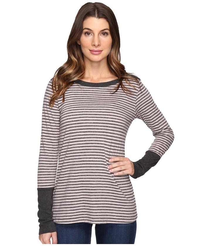 Mod-o-doc - Brushed Slub Stripe Long Sleeve Tee W/ Heather Contrast