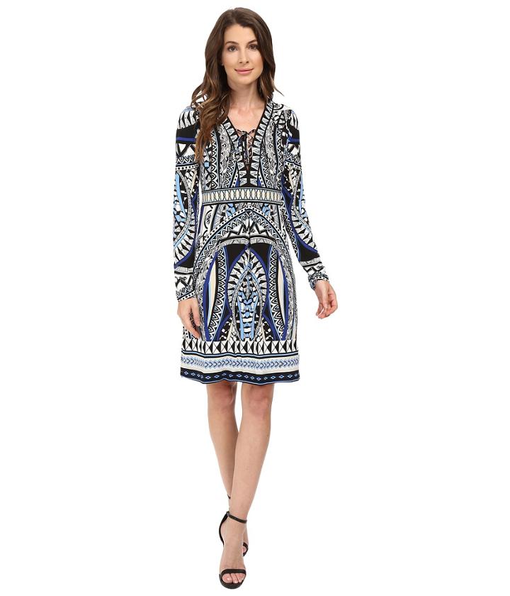 Hale Bob - The Bold And The Beautiful Long Sleeve Dress With Lace-up Detail