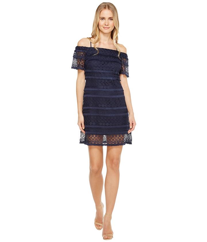 Tahari By Asl - Off Shoulder Lace Shift Dress