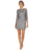 Aidan Mattox - Beaded 3/4 Sleeve Cocktail Dress