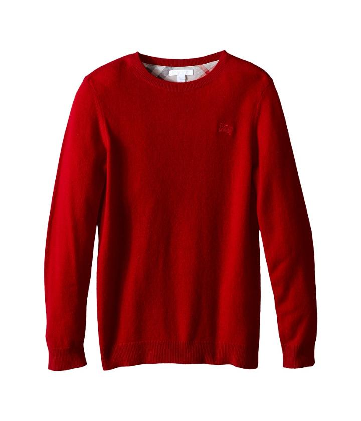 Burberry - Long Sleeve Crew Neck With Check Elbow Patches