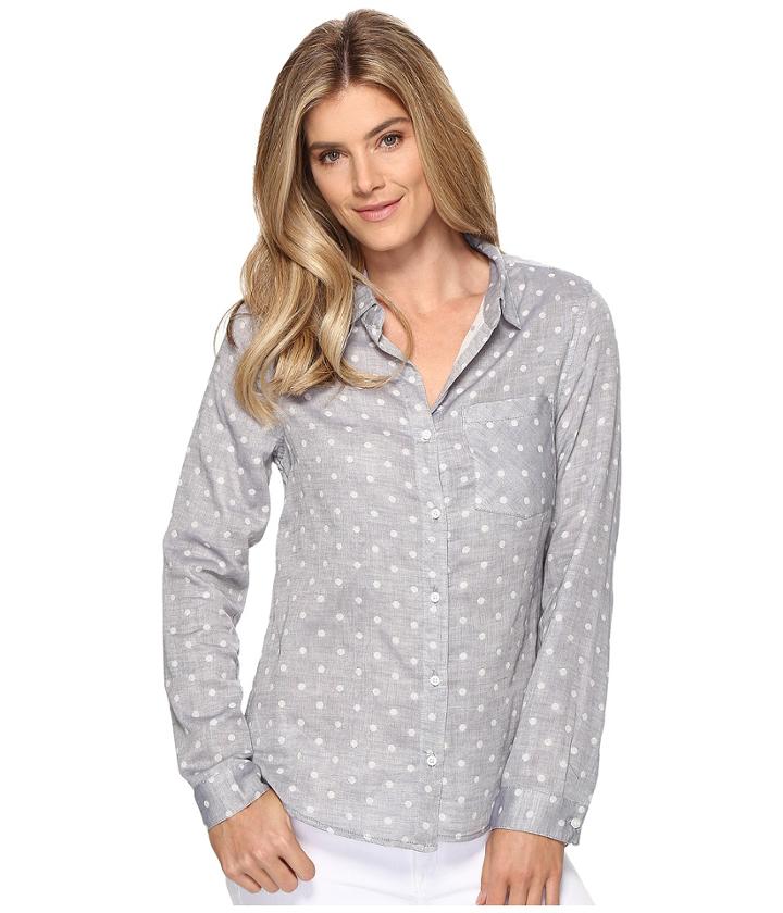 Dylan By True Grit - Double Cloth Dots Long Sleeve Blouse