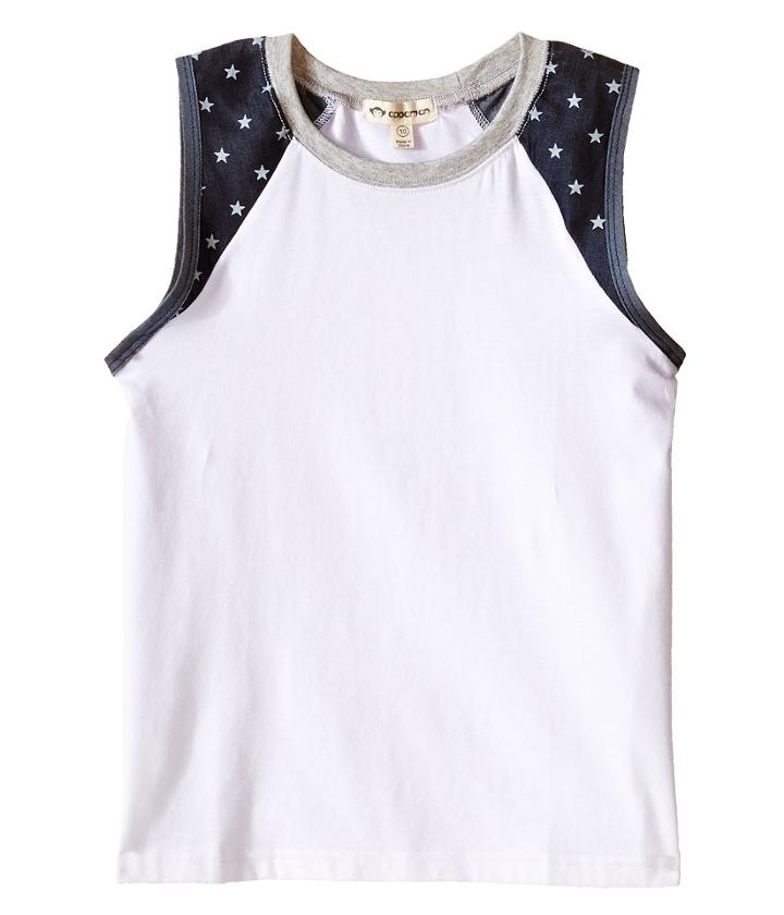 Appaman Kids - Sloan Tank Top With Printed Chambray Sleeve Detail