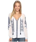Lucky Brand - Embroidered Woven Mix Top