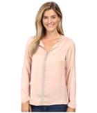 B Collection By Bobeau - Angel Lace Trim Keyhole Blouse