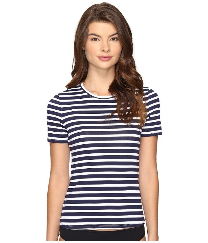 Tommy Bahama - Breton Stripe Short-sleeve Half-zip Rash Guard