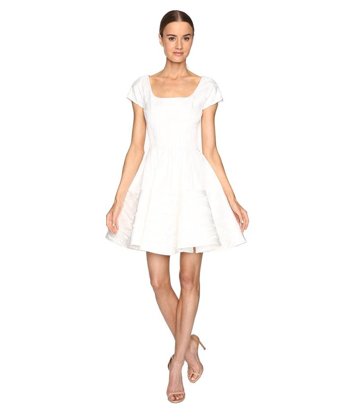 Zac Posen - Party Jacquard Short Sleeve Fit And Flare Dress