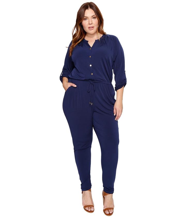 Michael Michael Kors - Plus Size Roll Sleeve Raglan Jumpsuit
