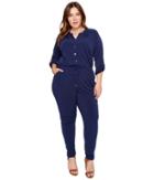Michael Michael Kors - Plus Size Roll Sleeve Raglan Jumpsuit