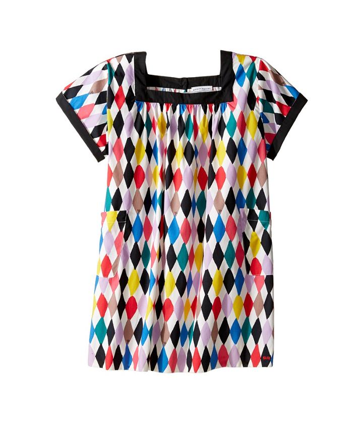 Sonia Rykiel Kids - Harlequin Printed Short Sleeve A-line Dress W/ Pockets