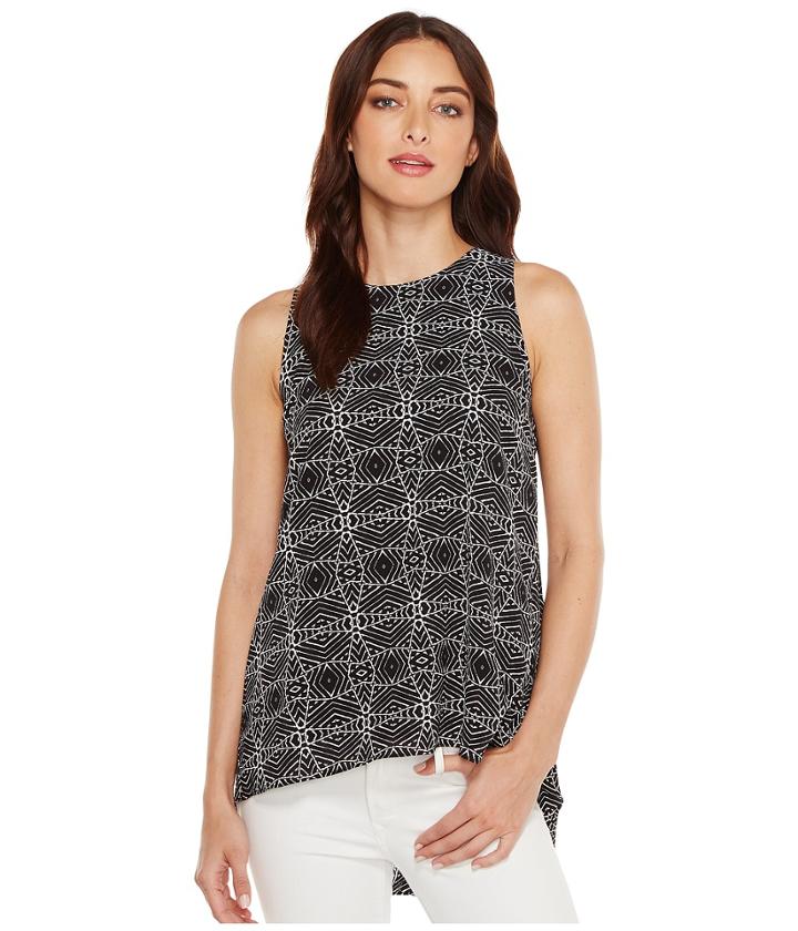 Vince Camuto - Sleeveless Yoruba Graphic High-low Hem Blouse