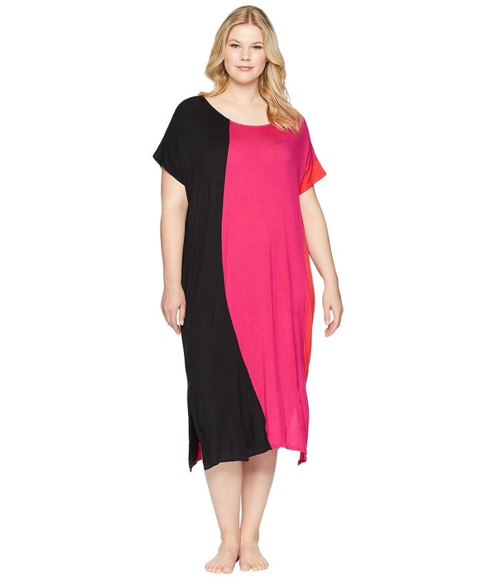 Donna Karan - Plus Size Color Block Caftan