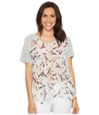 Two By Vince Camuto - Short Sleeve Painterly Muses Raglan Mixed Media Tee