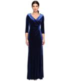 Tahari By Asl - Stretch Velvet Portrait Collar Gown