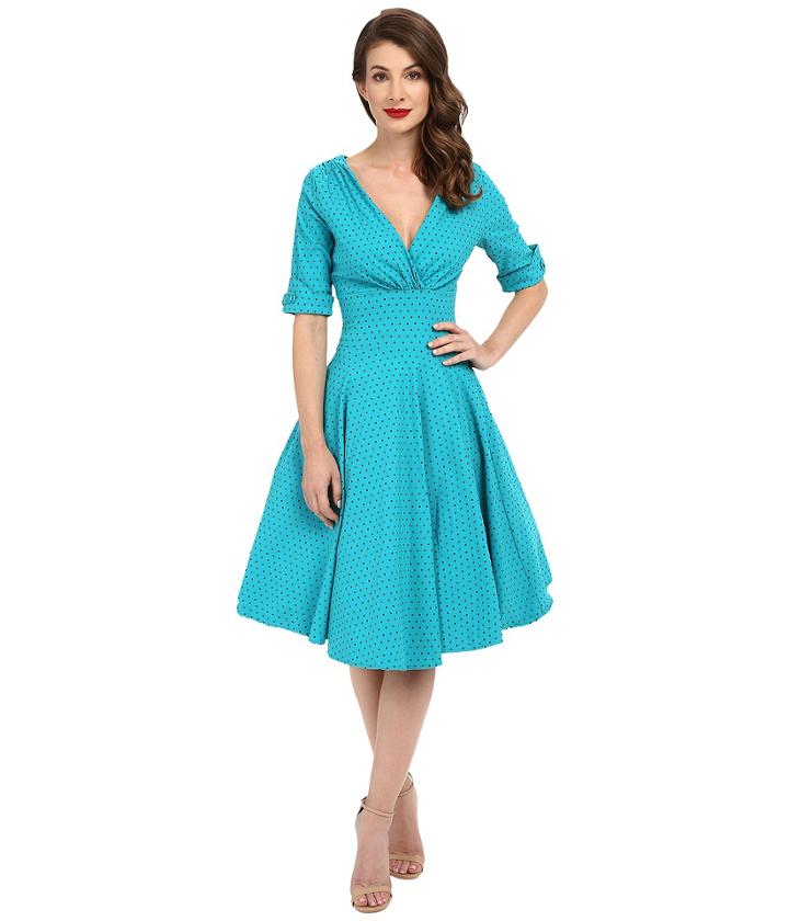 Unique Vintage - Delores Sleeved Swing Dress