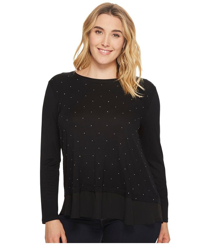 Karen Kane Plus - Plus Size Studded Sheer Hem Top