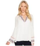 Catherine Catherine Malandrino - Spilt Next Embroidered Dropped Bell Sleeve Top