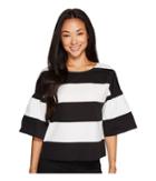 Vince Camuto Specialty Size - Petite Drop Shoulder Ruffle Sleeve Camden Stripe Blouse