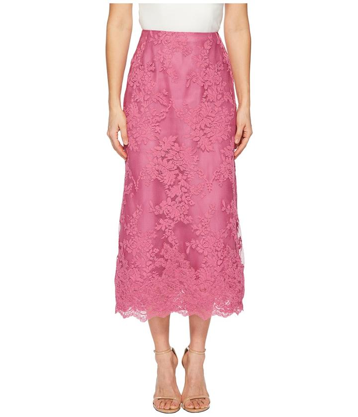 Marchesa - Blush Corded Tea Length Lace A-line Skirt