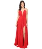 Faviana - Chiffon V-neck Gown W/ Full Skirt 7747